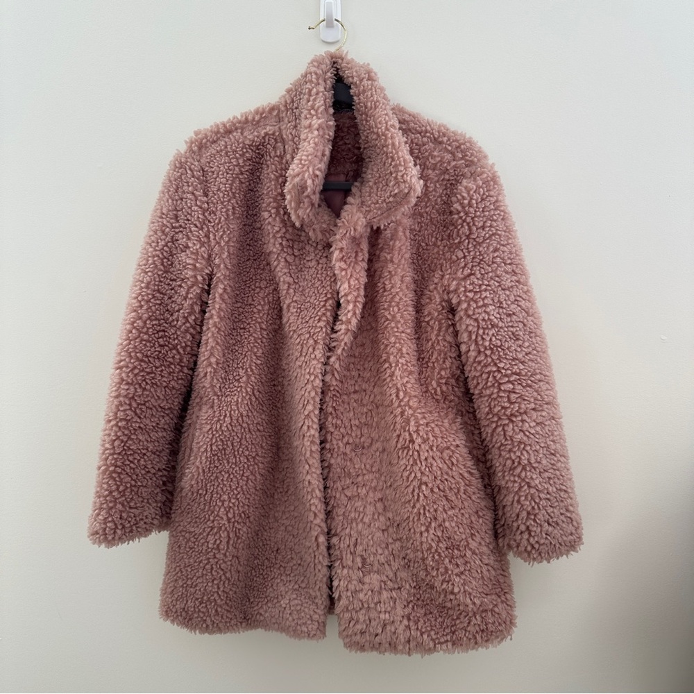 Peach pink teddy coat